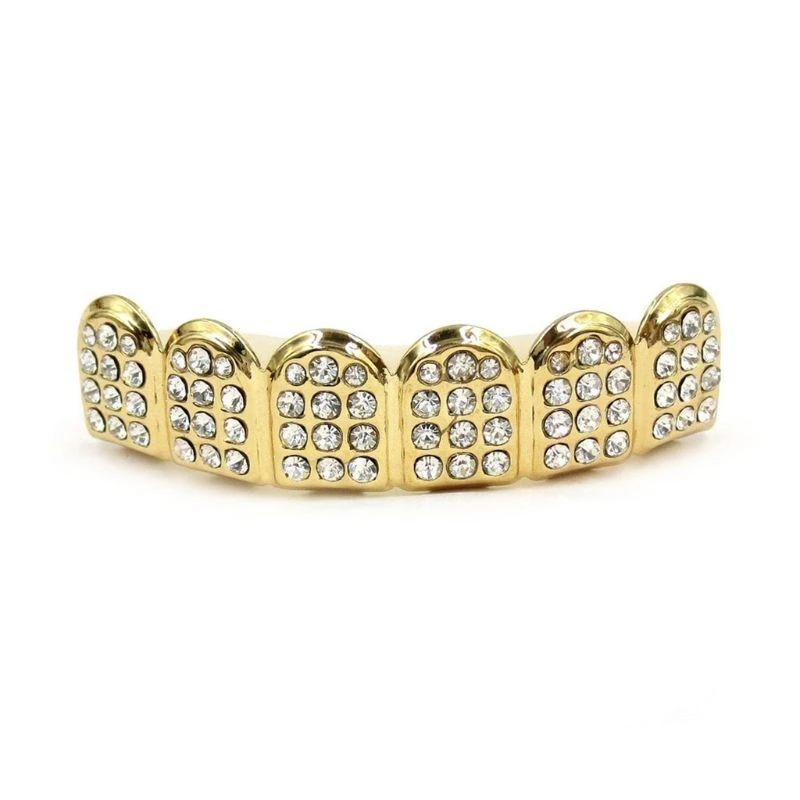 Punk Tooth Braces Decorative Braces with Diamonds Teeth Top&Bottom All-match for Rapper Costume Teeth Jewelry Accs