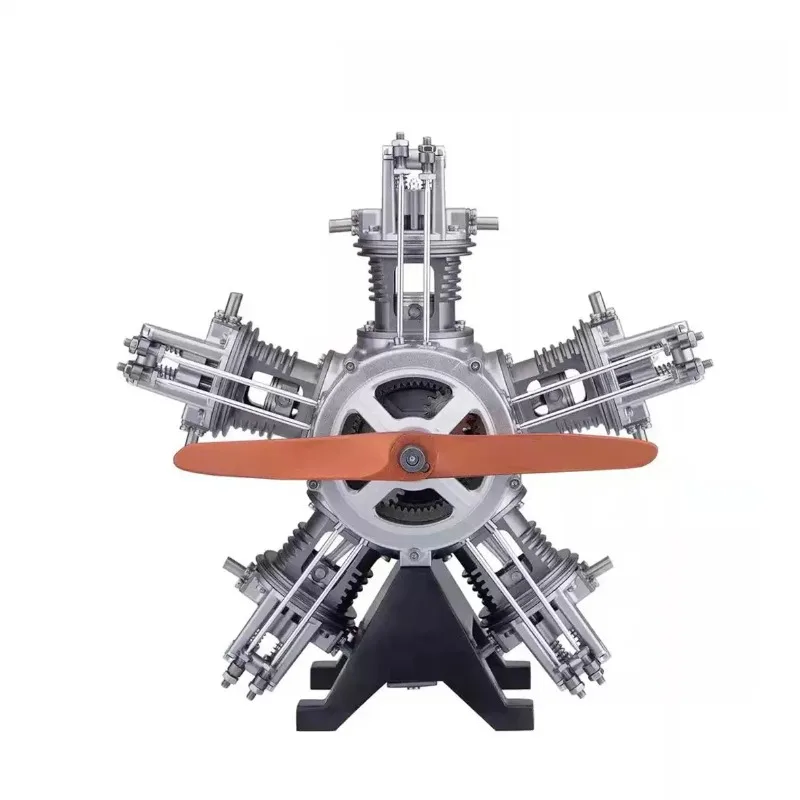 Premium 5-Cylinder Radial Engine Model, Full Metal Structure, Electric Simulation Aircraft Engine DIY Assembly Kit