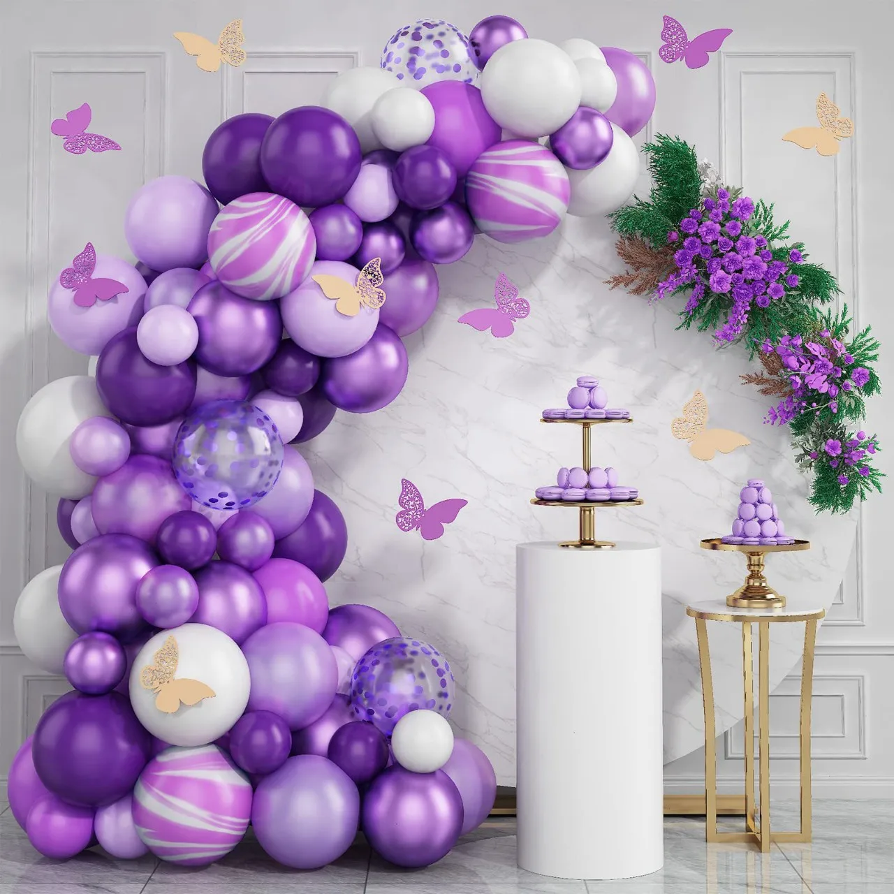 Hot Selling 101Pcs Lavender Theme Purple Agate Latex Balloon Wreath Arch Set for Birthday Wedding Anniversary Party Decoration