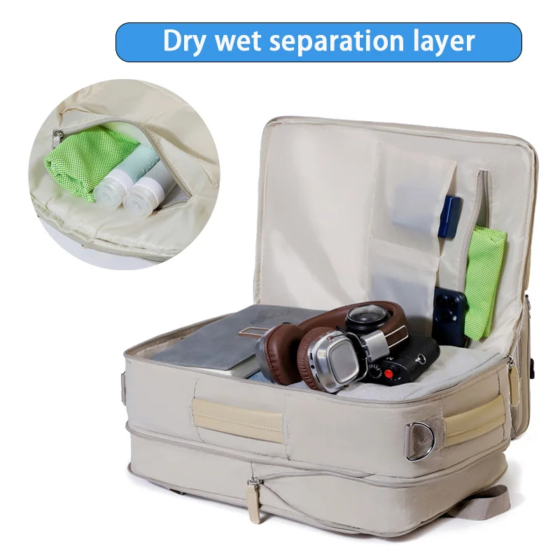 Bolsas de viaje de gran capacidad, bolsas de equipaje de viaje de negocios, bolsas multifuncionales con separación en seco y húmedo, mochilas para portátiles
