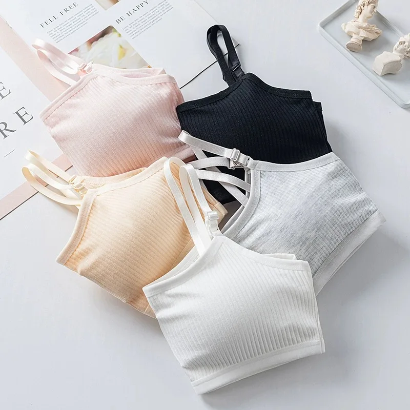 4Pcs Girls Training Bra Sports Seamless Bras Teen Bra Comfort Adjustable Strapes Girls Bra with Removable Cup Pad