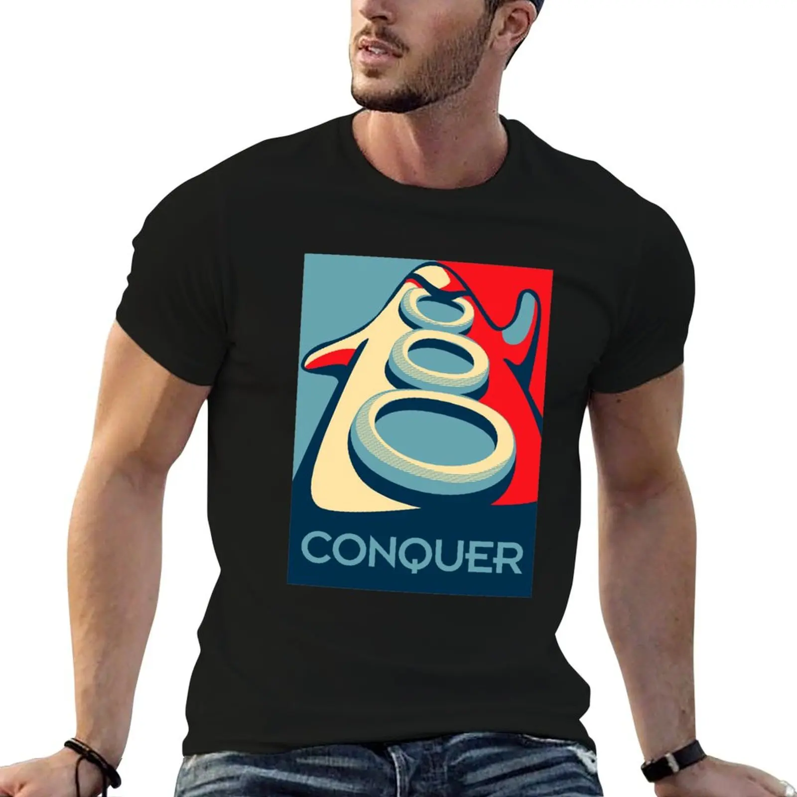 Conquer T-Shirt Simple Tee-shirt à col rond de couleur unie