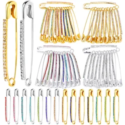 Qiao Gold/silver Rhinestone Shiny Pins Safety brooch Fixed scarf shawl Women Crystal brooch For Dress Skirt Dresses Accessories