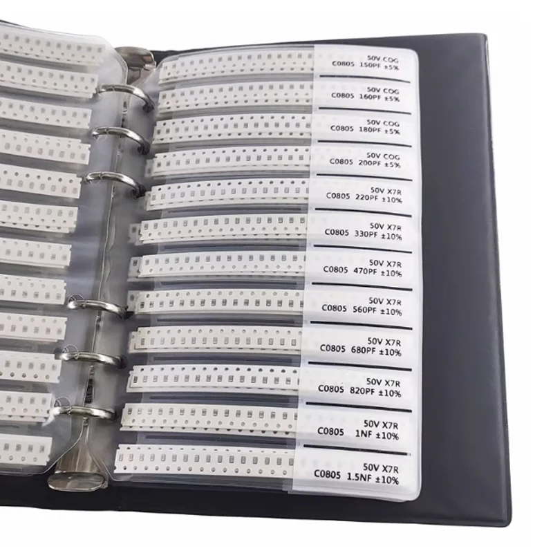 1 Uds Kit de condensadores SMD libro de muestra de condensadores 0201 0402 0603 0805 1206 paquete surtido 80/90/92 valores DIY 25 50 Uds