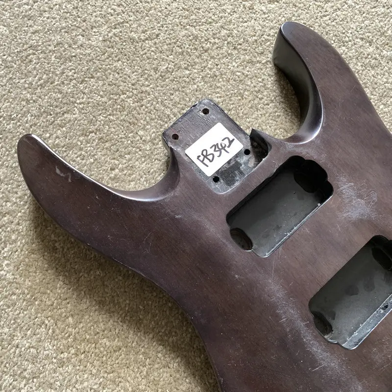 FB342 Solid Okoume Wood Unfinished Custom Electric Guitar Body 2 Humbucker Pickups Tremolo Model DIY Replace Guitar Parts Damage