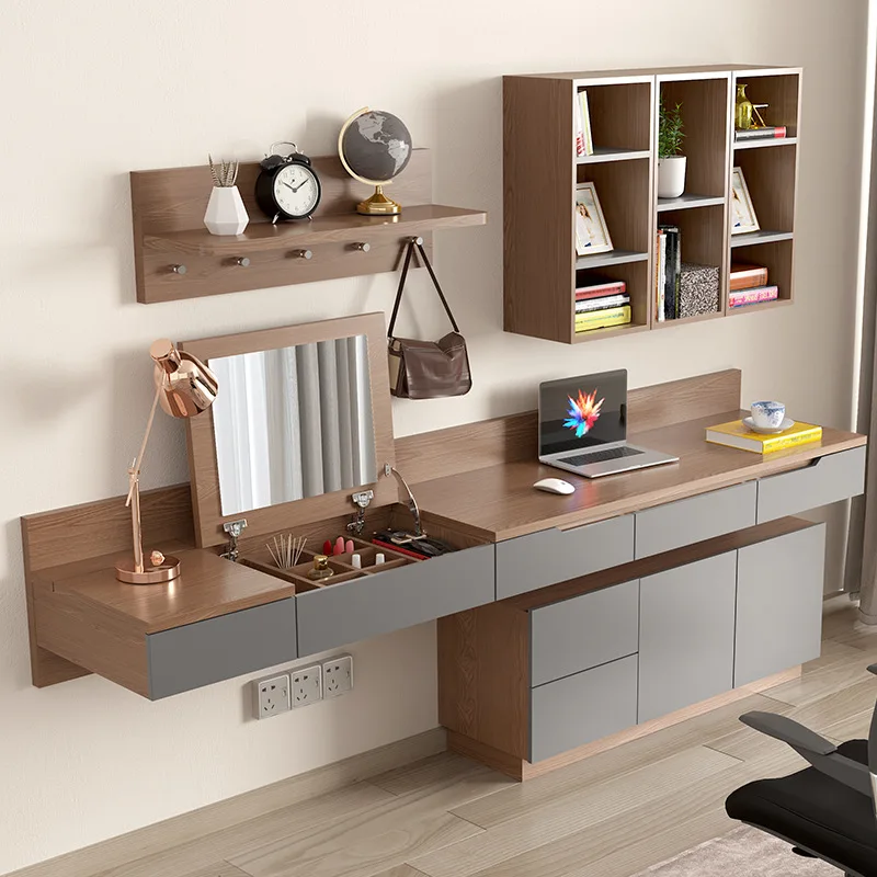 Desk bookshelf combination integrated bay window hanging cabinet bookcase simple bedroom table wall hanging desk