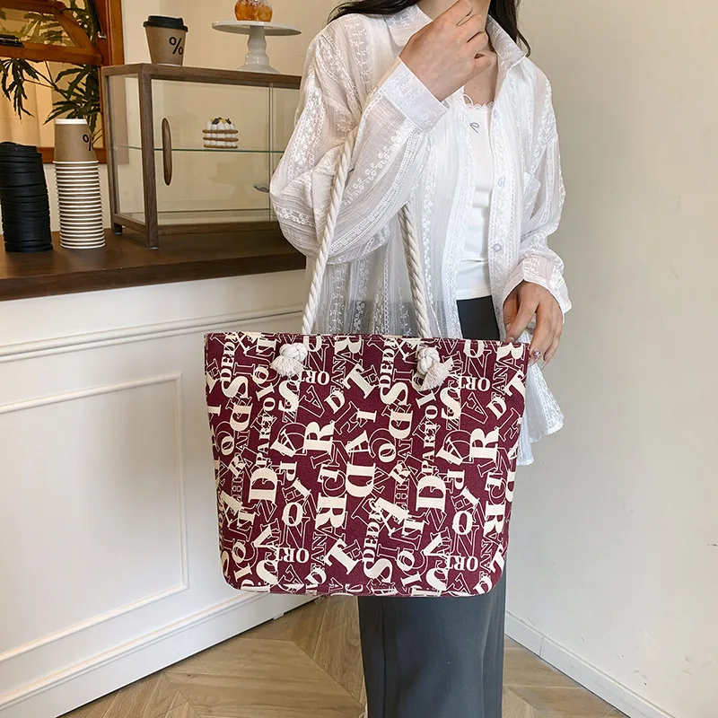 حقائب كتف نسائية يابانية بسيطة ومتعددة الاستخدامات حقائب يد قماشية هاراجوكو ذات سعة كبيرة حقائب يد جديدة محمولة للفتيات #3