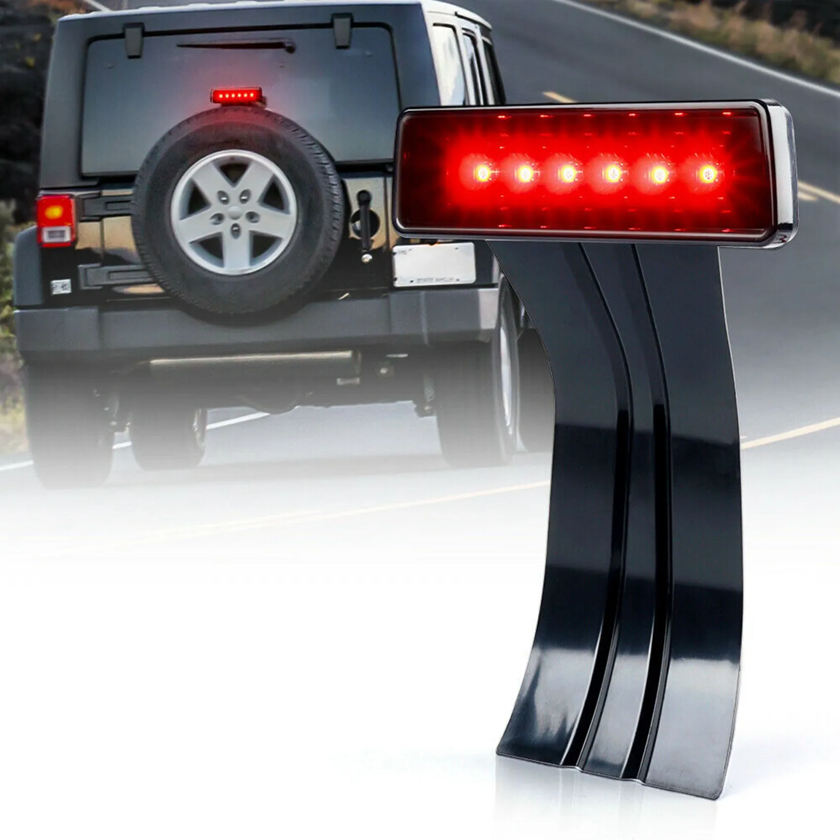 Excellent-2X Car LED Third Brake Tail Lights High Mount Stop Lights For Jeep Wrangler JK 07-18