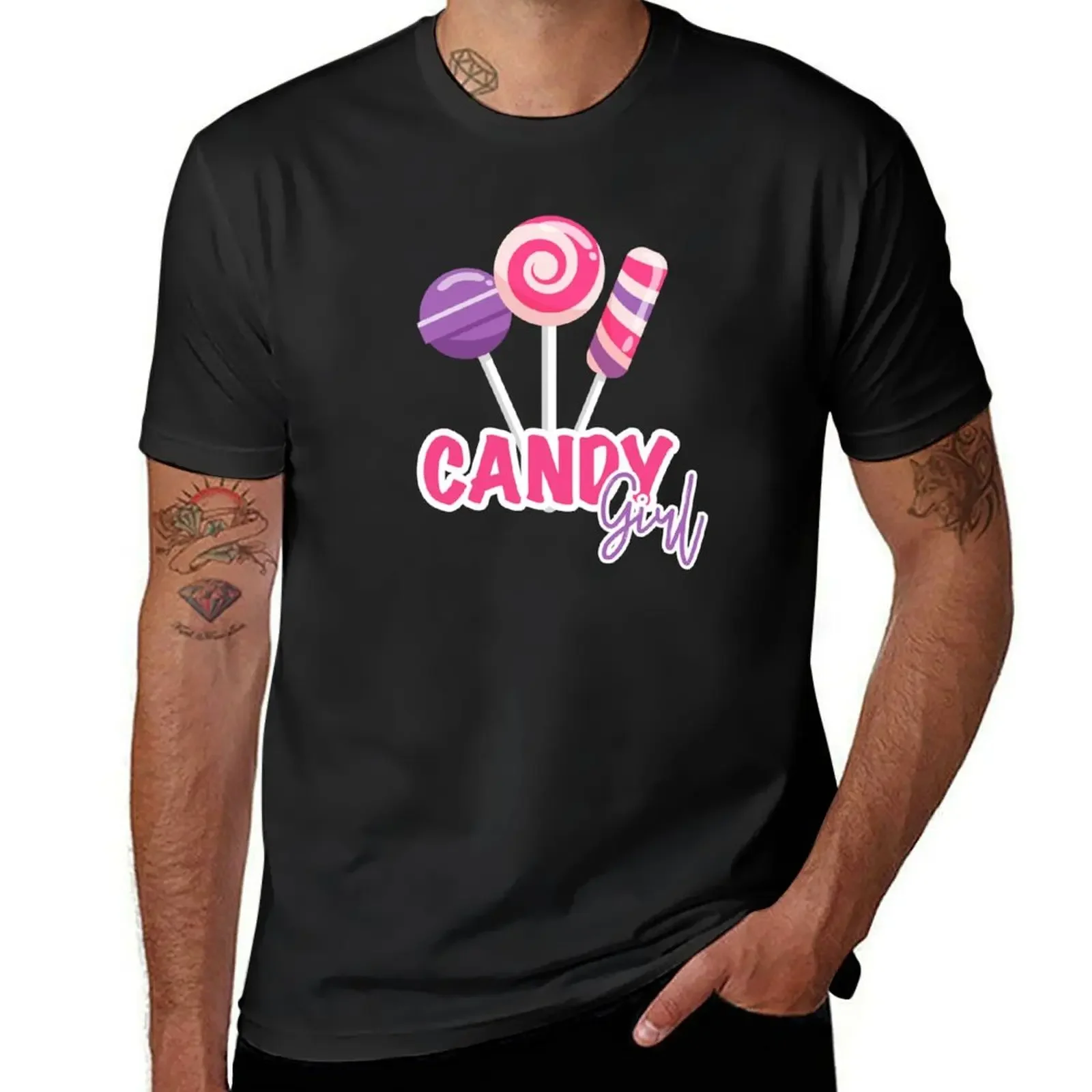 Candy Girl Lollipops gift T-Shirt blue archive shirts graphic big and tall t shirts for men