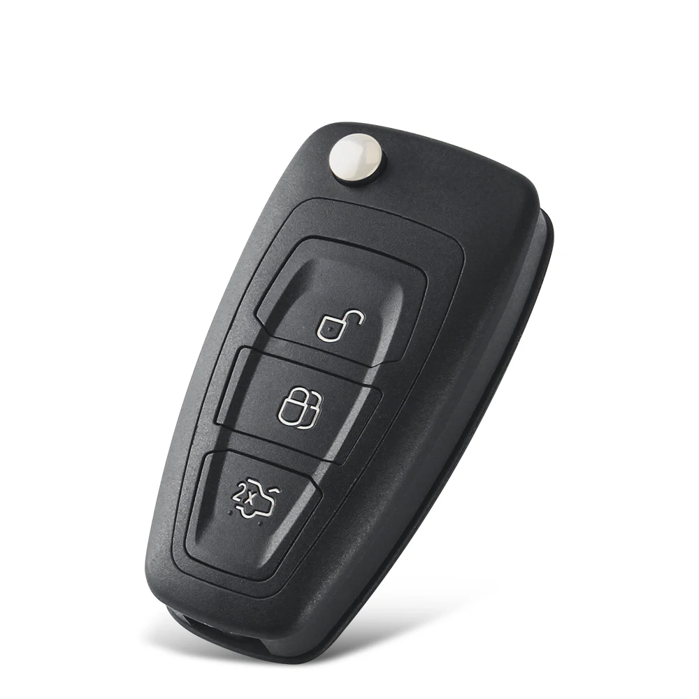 KEYYOU 10 Chiếc Cho Xe Ford Focus Mondeo Fiesta 2013 Flip Remote Vỏ Chìa Khóa Chìa Khóa Ô Tô 3 Nút Fob Tự Động ốp Lưng FO21 HU101 Lưỡi Dao