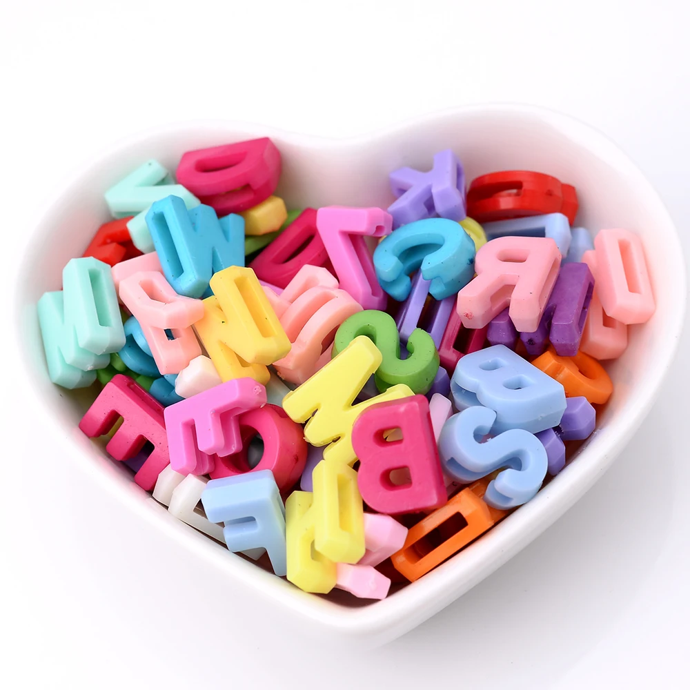 100 Stück 12 mm mehrfarbige zufällige Buchstabenperlen, Acryl-Alphabet-Perlen für Schmuckherstellung, DIY-Armband, Halskette, Schlüsselanhänger, Zubehör – Detail 5