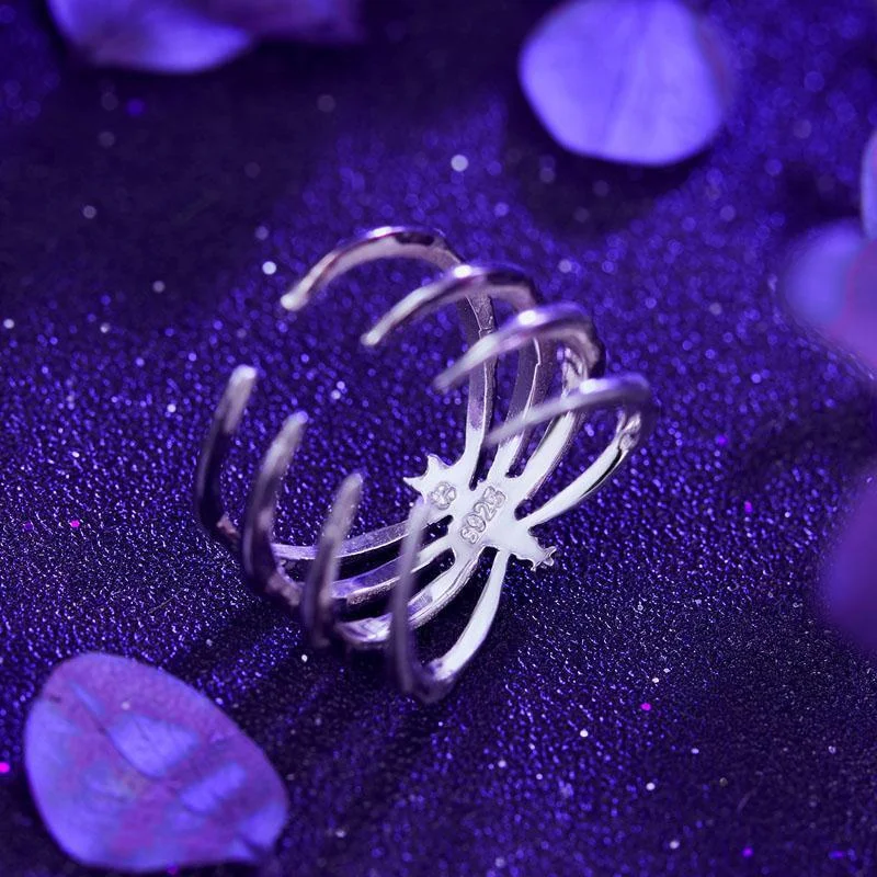 Personality Spider Design Ring For Men Jewelry Trendy 925 Silver Male Index Finger Ring Adjustable