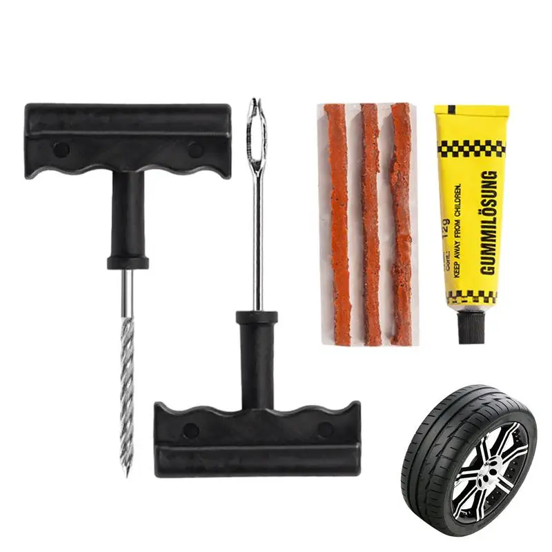 

Flat Tire Repair Kit 6pcs Flat Wheel Repair Kit With Spiral Reamer Adhesive Strips Universal Portable Tire Repair Tools For Flat