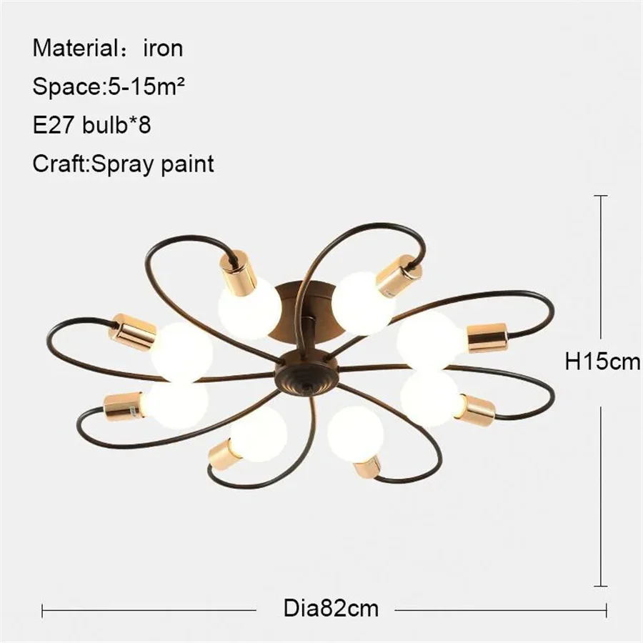 Luces LED de techo para sala de estar, candelabros creativos de múltiples cabezales, lámpara de techo para iluminación interior, dormitorio, estudio, E27