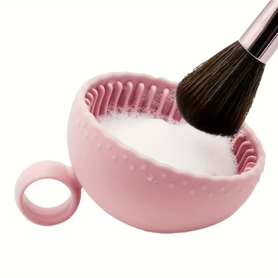 Ciotola per la pulizia dei pennelli per trucco in silicone tinta unita, pennello per sopracciglia, pennello per fondotinta, pennello per fard e ciotola per la pulizia dei pennelli per occhi