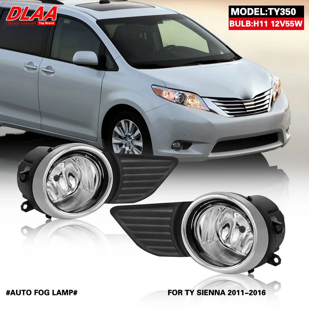 

Передние светодиодные противотуманные фары для Toyota Sienna 2010 2011 2012 2013 2014 2015 2016 2017, хромированная накладка с жгутом проводов, крышка, решетка