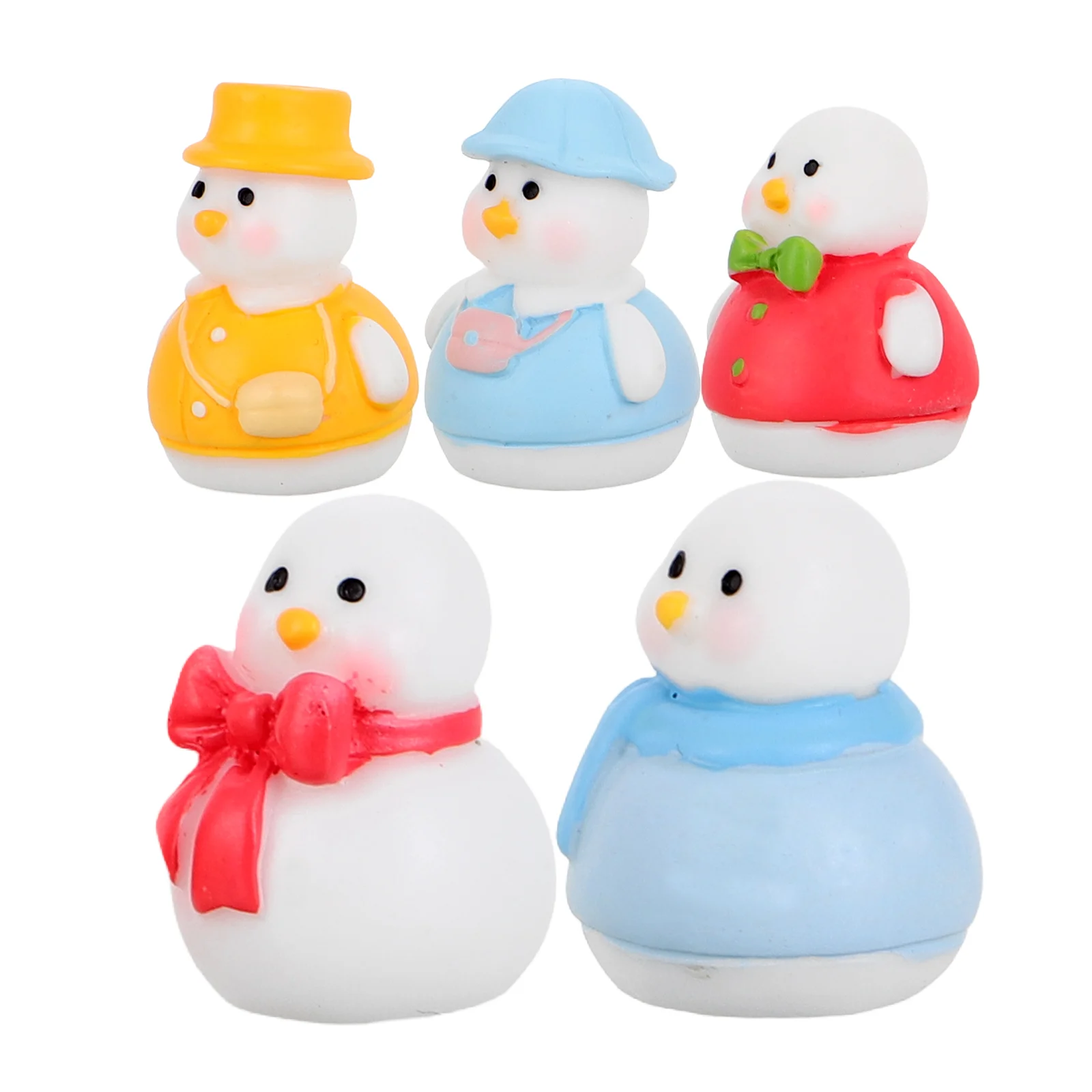 

5 Pcs Christmas Snowman Duck Miniature Resin Animals Cake Topper Winter Figurines