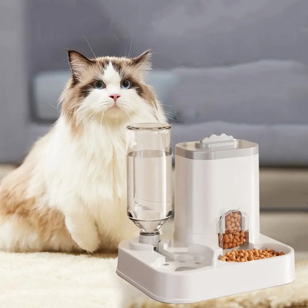

Large Capacity 2 in 1 Cat Food Dispenser Detachable with Water Fountain Automatic Cat Water Feeder Dry Wet Separation