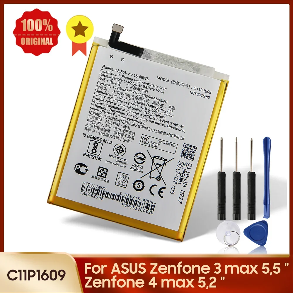 

New Phone Replacement Battery C11P1609 For ASUS Zenfone 3 max 5,5" ZC553KL X00DDA Zenfone4 max 5,2" ZC520KL Battery 4120mAh