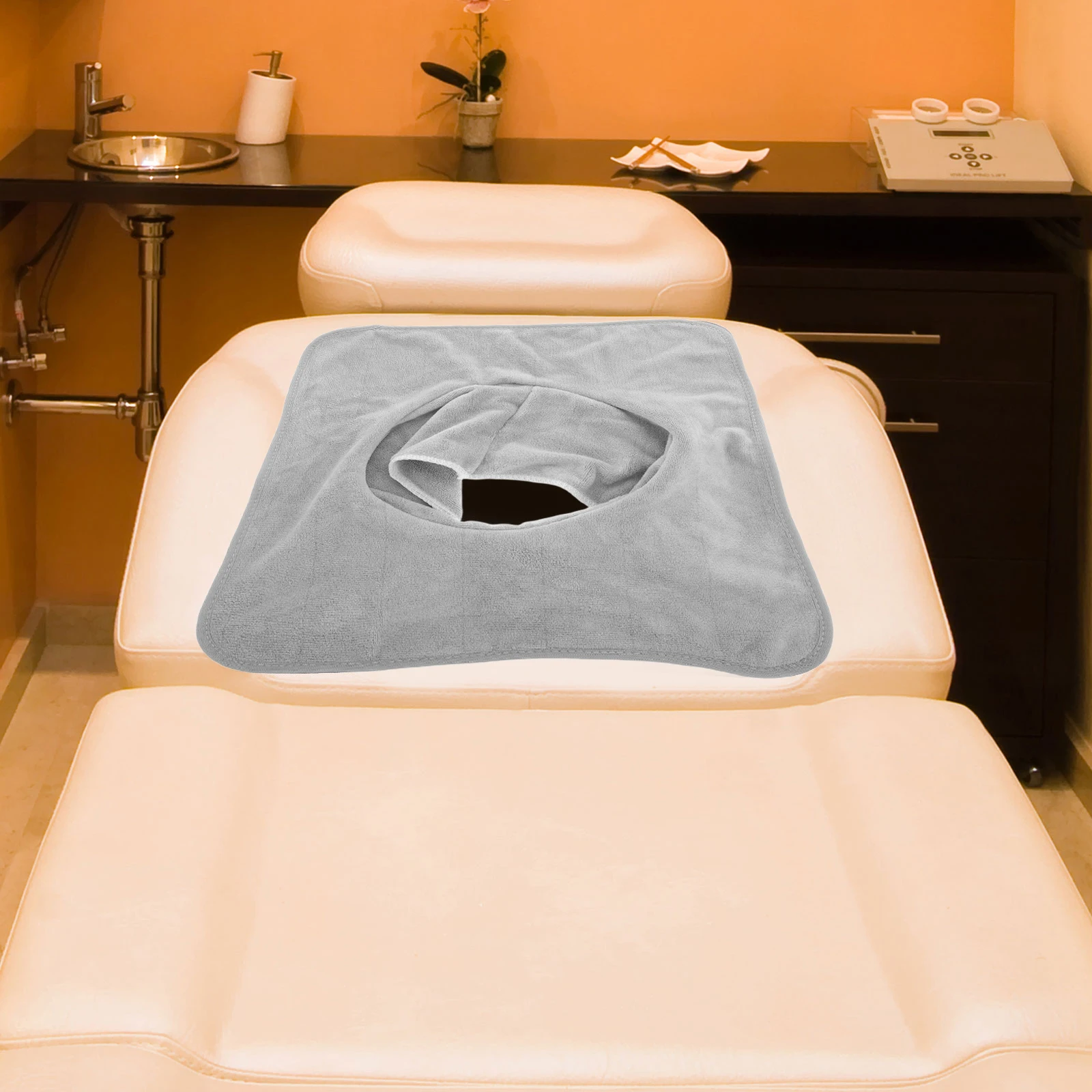 

Massage Towel with Hole for Beauty Salon 35x35cm Gray Soft Facial Massage Towels Salon Bed Covers with for Home