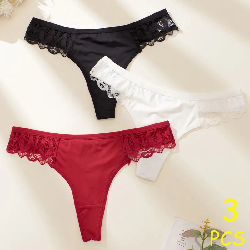 Lace Sexy Women Underwear Low Waisted Solid Color Thong Fashionable Embroidery Enticing New Panties Hollow Breathable G-string