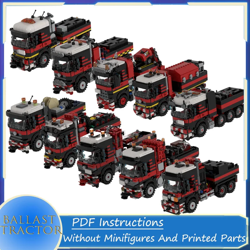 City Transportation 8x4&6x4 Ballast Tractor Series MOC Model Building Block Vechilce DIY Assemble Brick Toy Birthday Gift