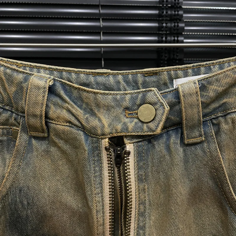 ANJY Autunno Nuove Donne Alla Moda Jeans Due Modi di Indossare Culottes Gonna di Jeans Distressed Cerniera Design Punk Streetwear Pantaloni A9601
