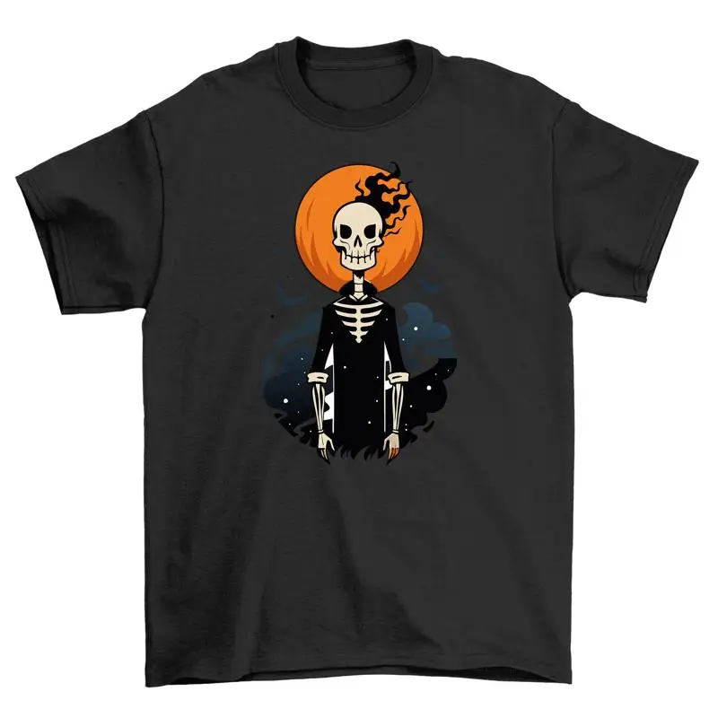 Футболка с принтом скелета Halloween_285: Забавная одежда с костями для пугающего веселья, 100% хлопок
