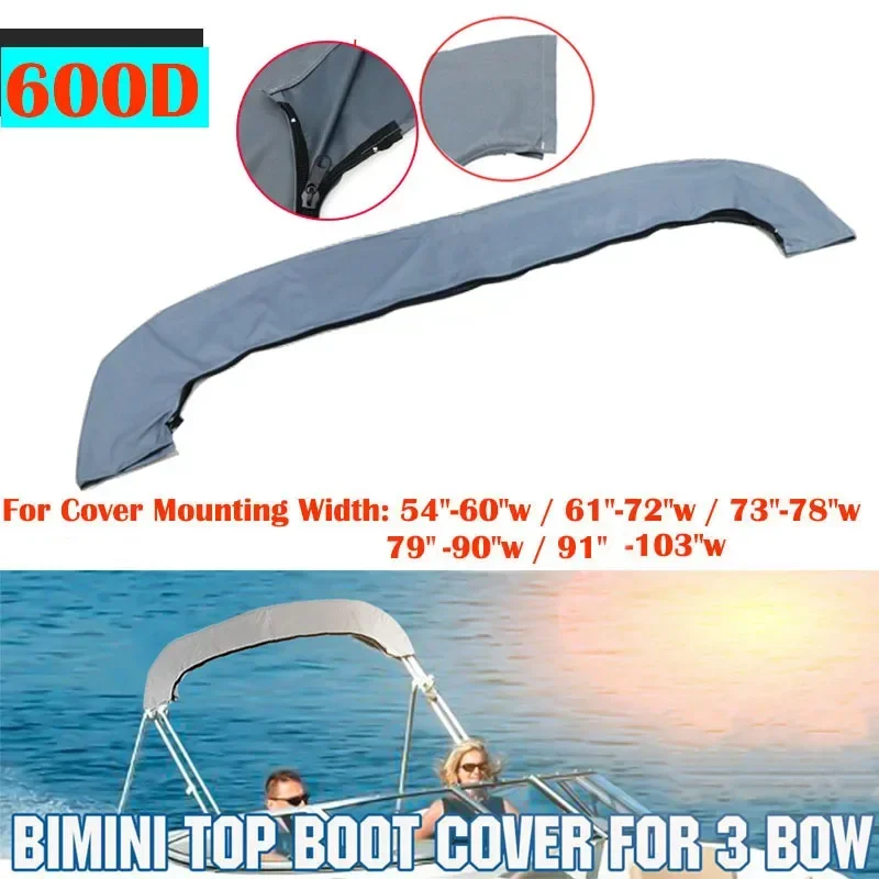 Waterproof 600D 3 Bow Bimini Top Boot Cover No Frame Yacht Boat Cover With Zipper Anti UV Dustproof Cover Marine Accessories