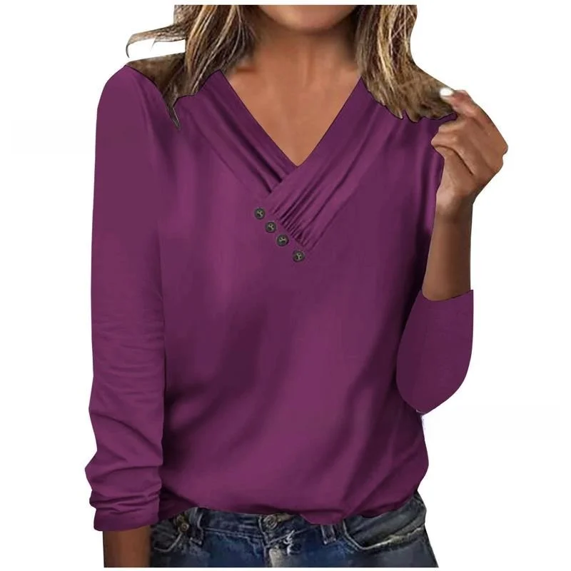 

Women's Color Blo Pullover Knitted Casual Top Long Sve V-Ne Mid-Length Regular Fit Large Size Winter Faion
