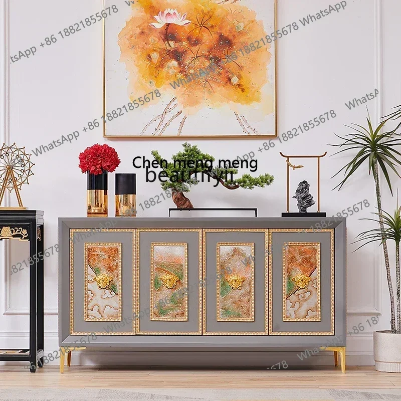 X A Light Luxury French Vintage Style Gray Art Home Dining Cabinet Hallway Storage Cabinet Shoe Cabinet