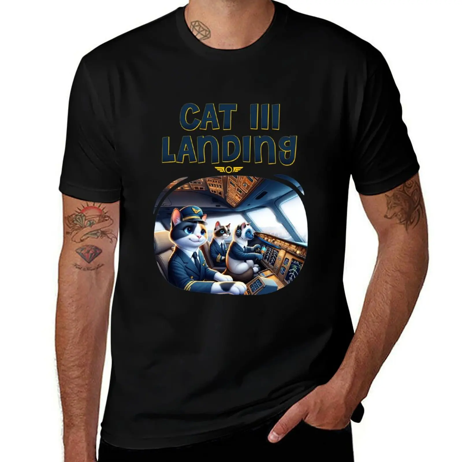 

shirts casual shirts Illustration for Pilot cotton T-Shirt man 100% Aviation III t man CAT t Landing men