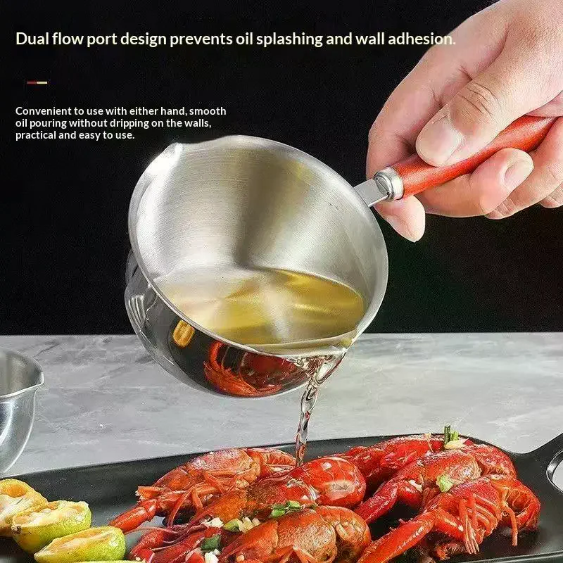 300ML Stainless Steel Pot With Wooden Handle Spoon Dishwasher Safe For Cooking Candle Wax Melting DIY Crafts