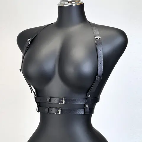 PU Leather Harness Waist Belt Fashion Chest Harness Belts Dresses Party Accessories PU Leather Bra Harness Belt for Women