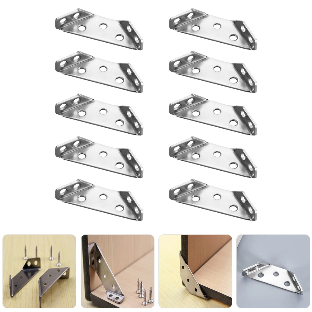 

10pcs Stainless Steel Angle Brackets Furniture Corner Connectors For Wood Cabinet Shelf Support Universal Corner Braces