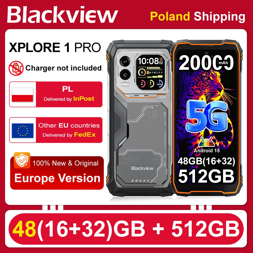 [Exp�dition depuis la Pologne] Smartphone robuste Blackview XPLORE 1 Pro 48(16+32)GB+512GB 5G 6.78'' +IPS 20000mAh Android 15 NFC 64MP