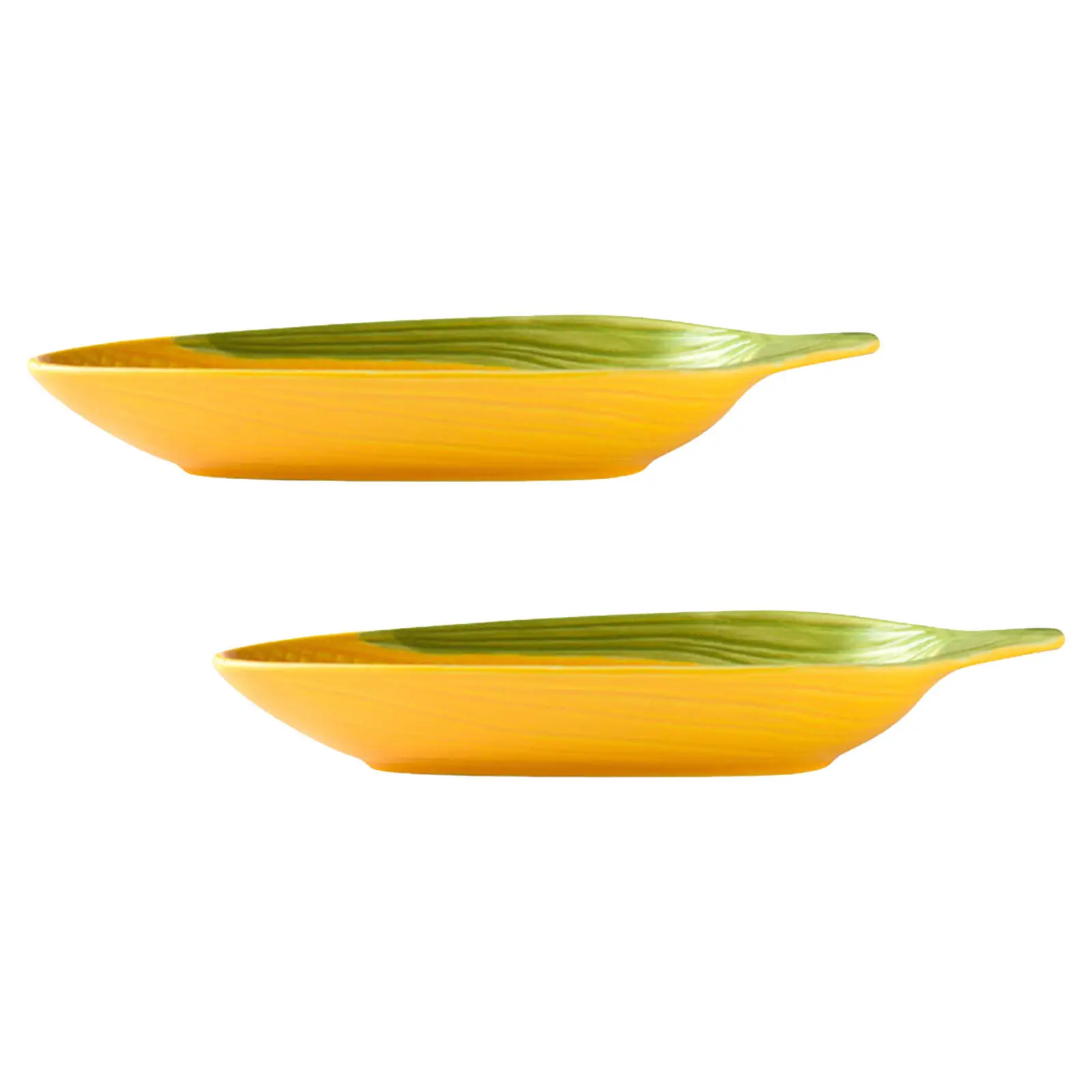 2Pcs Ceramic Snack Dish Plate Holder For Fruit Serving Party Corn Plates Hand Painted Dishes Cob Appetizers