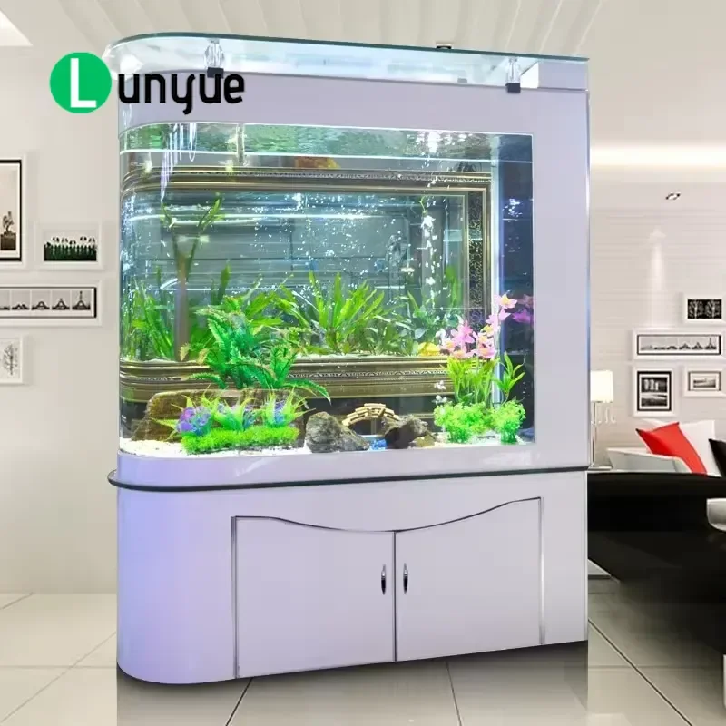 Luxury Modern Oval Bullet Shaped Fish Tank Aquarium with Shoe Cabinet Glass Screen 500L Capacity Intelligent Operation