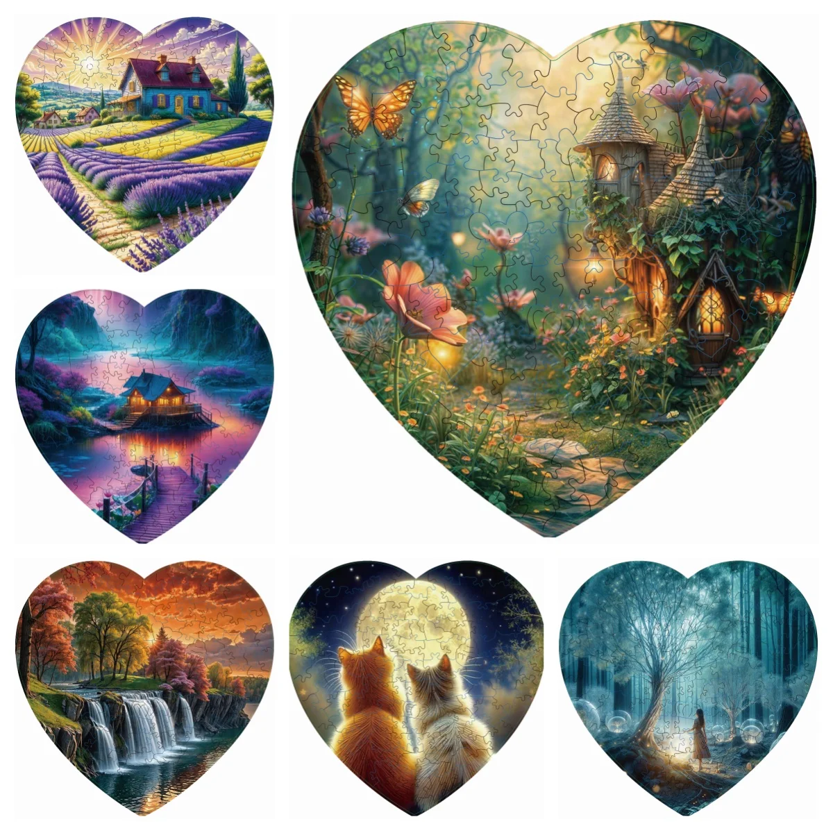 

Beautiful Scenery Cat Wooden Puzzle High Difficulty Toy Puzzle Concentration Training Christma Birthday Holiday Gifts Home Decor