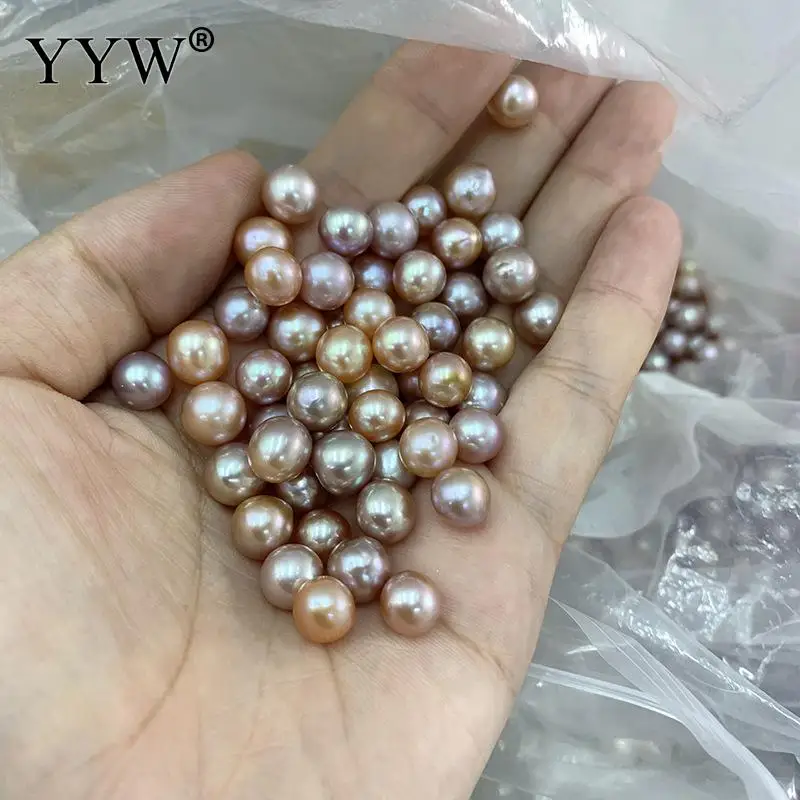 1pcs Natural 7-8mm Cultured Freshwater Pearl Slightly Round Loose Bead No Hole Diy Accessories Wholesale Birthday Gifts