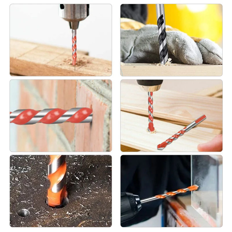 6PCS 6MM-12MM Electric Tools Diamond Drill Hammer Concrete Ceramic Tile Metal Drill Bit Round Shank DIY Wall Hole Saw Drilling