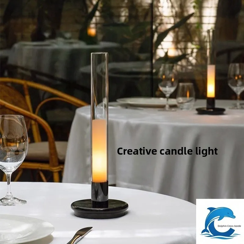 Suitable for charging creative light luxury touch home, bar outdoor dining table, coffee table, candlelight lamp