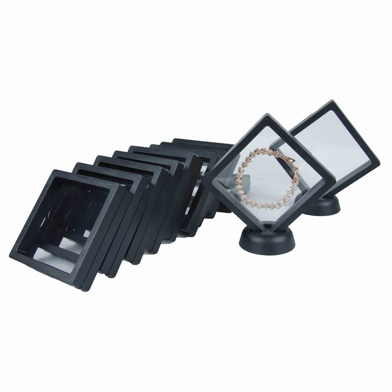 

50pcs 3D Floating Picture Frame Shadow Box Jewelry Display Stand Ring Pendant Holder Protect Jewellery Stone Presentation Case