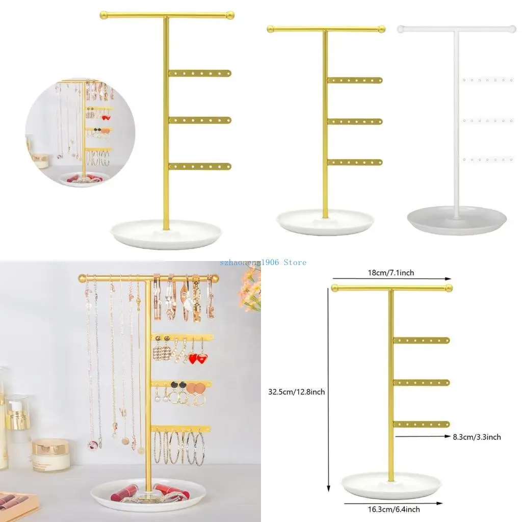 

85LF Multi Purpose Metal Necklace Holder with Sturdy Base Display Stand for Earrings