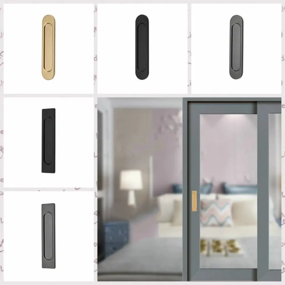 No Drilling Self-adhesive Handle Double-sided Black/Grey/Gold Sliding Door Handle Aluminum Alloy Glass Door Knob Furniture