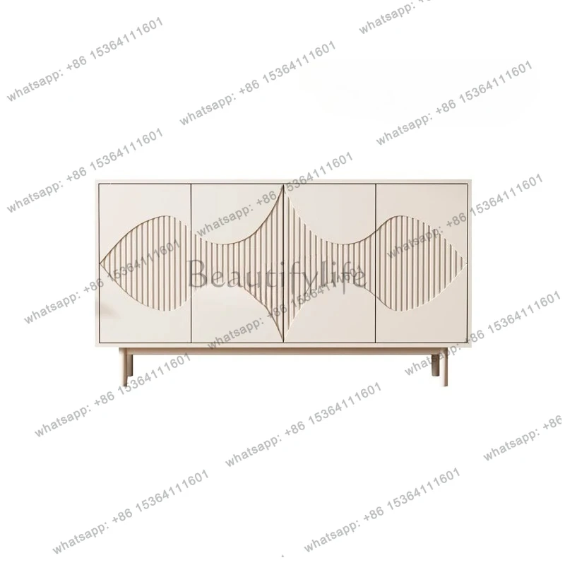 

French Cream Style Solid Wood Side Cabinet Entry White Entrance Shoe Cabinet