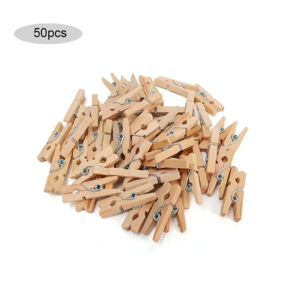 50/100pcs Durable Wooden Photo Clips Mini Reusable Clothespin Memo Paper Peg for Hanging Pictures Paper DIY Crafts