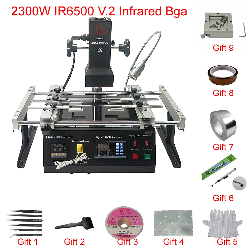 Solder Station LY IR6500 V.2 Bga Machine 2300W Infrared Rework 2 Zones BGA Welding Machine PC410