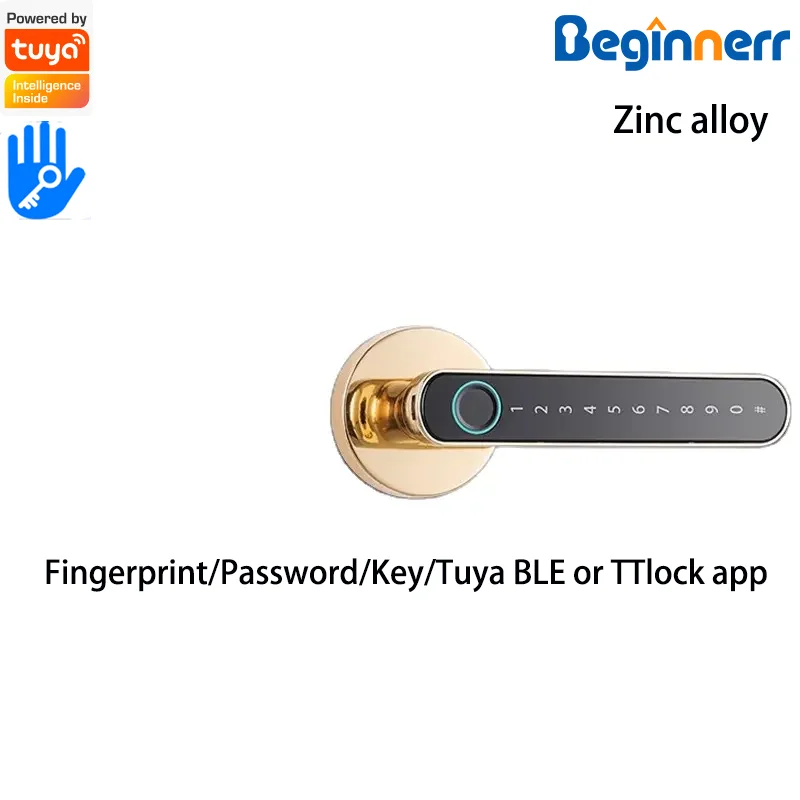 Brazil Smart Lever door lock Handle lock Single latch Ttlock Tuya BLE Biometic Fingerprint Password Key Digital door lock