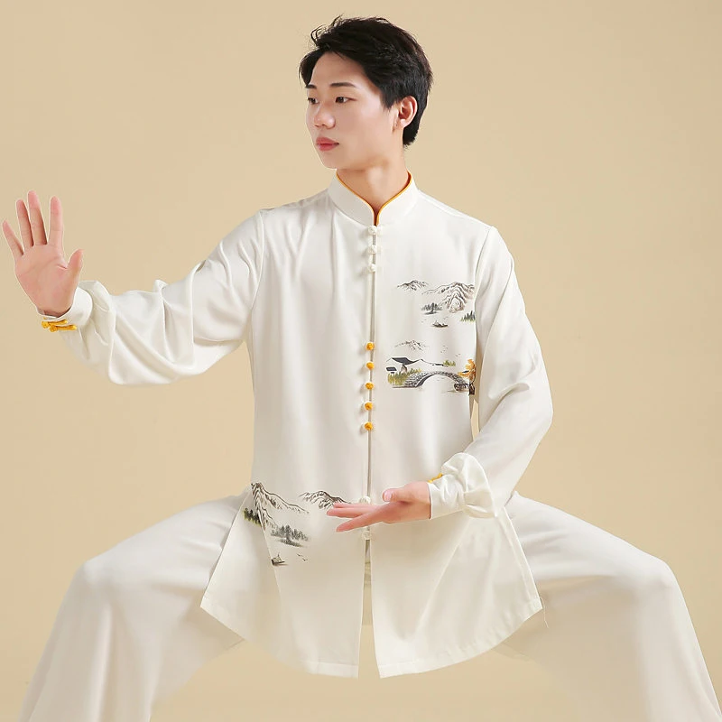 Men's Premium Printed Pearl Cotton Tai Chi Uniform - All-Season Martial Arts Practice & Baduanjin Performance Outfit (Unisex) 5